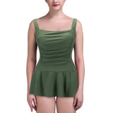 Womens One-Piece Skirted Tankini Swimwear Swim Dress Bikini Swimsuit Push-up Bra