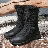 Womens Snow Boots Winter Warm Mid Calf Leather Waterproof Outdoor Slip On Shoes Size 8