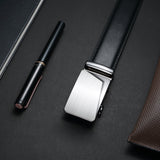 Men's Luxury Genuine Leather Adjustable Belt Ratchet Strap With Automatic Buckle