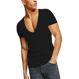 Men's Cotton Casual Short Sleeve V Neck Tops T-shirt Blouse Pullover Basic Tee