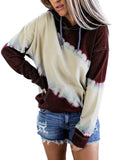 Women Casual Loose Hoodie Tie Dye Print Hooded Long Sleeve Sweater Pullover Tops