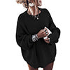 Women's Bat Long Sleeve Loose Knit Sweater Crew Neck Solid Color Pullover Tops
