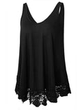 Women's Lace Splicing Tank Tops Sleeveless Casual Loose T-shirt Vest Tops Blouse