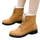 Women's Snow Boots Winter Ankle Boots Lace Up Cotton Warm Fur Lined Anti-Slip Platform Booties Outdoor