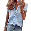 Women Ruffle Blouse Shirts Short Sleeve V-Neck Shirt Basic Summer Fashion Tops
