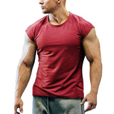 Men's Crew Neck Tops Gym Bodybluilding Fitness Muscle T-Shirt Loose Pullover