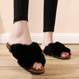Womens Plush Soft House Slippers Non-Slip Slip on Open Toe Cozy Slides Shoes