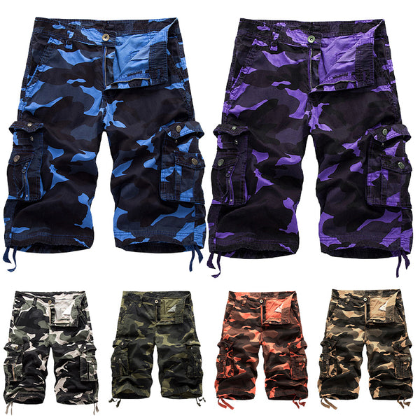 Mens Camo Cargo Shorts Trousers Hiking Fishiong Short Pants Trunks Pockets