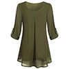 Women's Adjusted 3/4 Sleeve Crew-Neck Chiffon Shirt Casual Loose Pullover Blouse