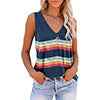 Women Stripe V-Neck Vest Tank Top Sleeveless T-Shirt Loose Pullover Blouse Tee