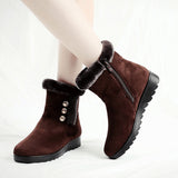 Womens Winter Snow Boots Plush Lined Anti-Slip Ankle Booties Flat Shoes with Zip