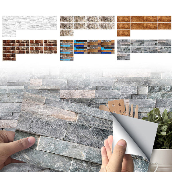 9-54pcs Stone Brick Decoration Sticker Decals Stick On Tile Sticker Self Adhesive Wall Sticker Removable Peel and Stick Backsplash for Kitchen/Bathroom