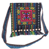 Vintage Ethnic Embroidered Tassel Sling Crossbody Boho Hippie Shoulder Bag Purse