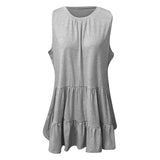 Women's Tiered Vest Tank Top Casual Loose Sleeveless Shirt Blouse Pullover Tunic