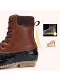 Women's Waterproof High Top Boots Lace Up Duck BootsRound Toe Rain Booties Anti Slip
