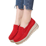 Women Suede Loafers Moccasins Pumps Slip On Wedge Casual Shoes Height Increase