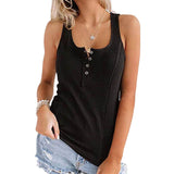 Women's Casual Solid Sleeveless Vest Tank Top Loose T-Shirt Blouse Tops Buttons