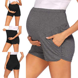 Pregnant Women Yoga Shorts Maternity Hot Pants Casual High Waist Bottoms Pockets