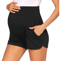 Pregnant Women Yoga Shorts Maternity Hot Pants Casual High Waist Bottoms Pockets