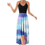 Women's Bohemian Strappy Midi Dress Summer Beach Sleeveless Swing Dress Sundress