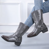 Womens Cowgirl Cowboy Boots Ladies Mid Wide Calf Fashion Western Shoes Size 4-12