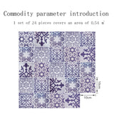 24Pcs Floral Mosaic Tile Stickers Self Adhesive Home Wall Decor Transfers Decal