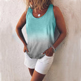 Plus Size Womens Loose Sleeveless T-shirt Ladies Gradient Summer Top Blouse