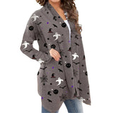 Women Halloween Print Long Sleeve Cardigan Coat Outwear Jacket Jumper Open Front