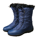 Womens Snow Boots Winter Warm Mid Calf Leather Waterproof Outdoor Slip On Shoes Size 8