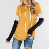 Women's Color Block Casual Loose Hooded Neck Long Sleeve Winter Pullover Hoodie