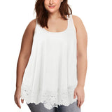 Women's Lace Splicing Tank Tops Sleeveless Casual Loose T-shirt Vest Tops Blouse