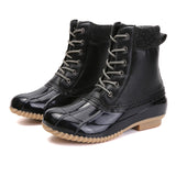 Women's Waterproof High Top Boots Lace Up Duck BootsRound Toe Rain Booties Anti Slip