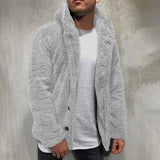 Men's Winter Warm Faux Fur Fluffy Jacket Long Sleeve Hooded Coat Plush Outwear