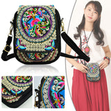 Women Embroidery Cell Phone Wallet Purse Crossbody Shoulder Handbag Pouch Case
