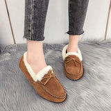 Bowknot Loafers for Women Winter Warm Moccasins Slippers Faux Fur Lined Casual Flat Shoes Indoor & Outdoor