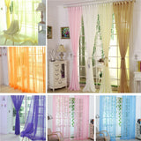 Rod Pocket Sheer Voile Curtain Panle Solid Color Tulle Scarf Valance Window Drapes