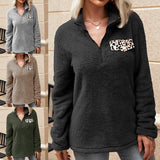 Women Winter Sweater Shirt Stand Collar Zipper Leopard Print Loose Long Sleeve