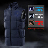 Men's Electric Vest Heated Jacket Thermal Heating Pad Winter Body Warmer 9 Areas