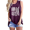 Women's Round Neck Sleeveless Loose Tank National Flag Printed Pullover Summer
