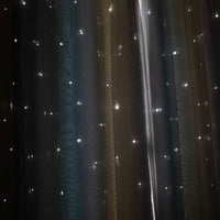 Eyelet Gradient 2 Layer Blackout Curtains + Mesh Starry Hollow-Out Stars Curtain Room Darkening Starry Curtain Window Drape for Kids Girls Children Bedroom Decor