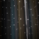 Eyelet Gradient 2 Layer Blackout Curtains + Mesh Starry Hollow-Out Stars Curtain Room Darkening Starry Curtain Window Drape for Kids Girls Children Bedroom Decor