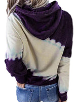 Women Casual Loose Hoodie Tie Dye Print Hooded Long Sleeve Sweater Pullover Tops