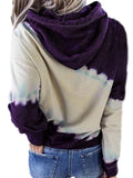 Women Casual Loose Hoodie Tie Dye Print Hooded Long Sleeve Sweater Pullover Tops