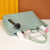 Women PU Leather Tote Shoulder Bag Handbag Satchel Purse With Clutch Bag Pom Pom