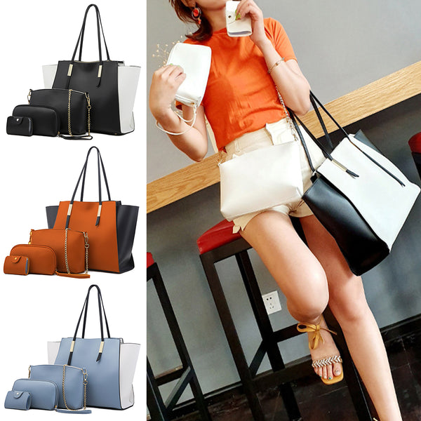 4Pcs Women Lady Fashion Handbag Shoulder Bags Tote Purse Messenger Satchel Set