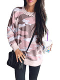 Women Long Sleeve Camouflage Pullover T-Shirt Loose Jumper Tops Sweatshirt Tunic