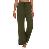 Womens High Waist Wide Leg Trousers Casual Elastic Loose Solid Yoga Long Pants