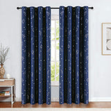 Grommet Blackout Curtain Panels Dinosaur and Stars Print Room Darkening Curtain Drapes for Girls Room Kids Bedroom