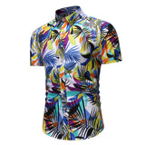 Men Short Sleeve Hawaiian Printed Casual Loose Shirts Beach Holiday Button Tops