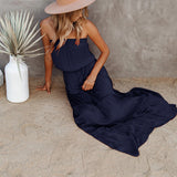 Women's Strapless Maxi Dress Tube Top Bandeau Sleeveless A-Line Dress Sundress